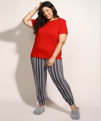 Pijama-Feminino-Plus-Size-com-Estampa-Etnica-Manga-Curta-Multicor-9971251-Multicor_3