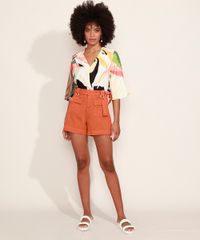 Short-de-Sarja-Feminino-Cintura-Alta-com-Bolsos-Argolas-e-Faixa-Laranja-Escuro-9974795-Laranja_Escuro_5