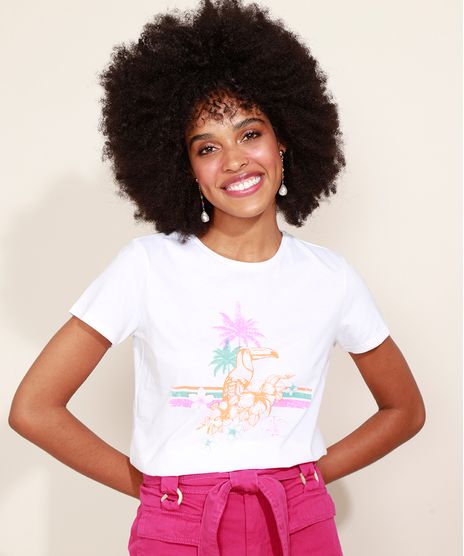 Blusa-Feminina-Flores--Tucano-e-Flores--Manga-Curta-Decote-Redondo-Off-White-9971176-Off_White_1