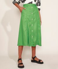 Saia-Feminina-Midi-Com-Recortes-Bolsos-e-Botoes-Cos-com-Elastico-Verde-9974799-Verde_1