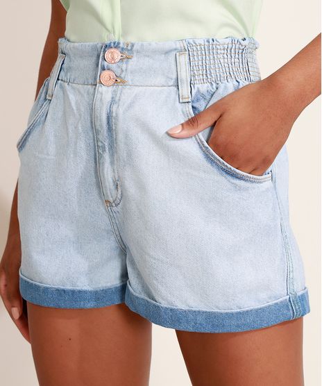 short cintura alta com elastico