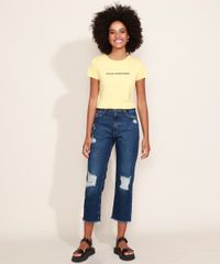 Blusa-Feminina--Ela-faz-o-Futuro-Dela--Manga-Curta-Decote-Redondo-Amarelo-Claro-9968599-Amarelo_Claro_3