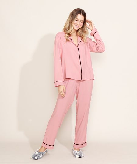 Pijama-Feminino-Camisa-com-Vivo-Contrastante-Manga-Longa-Rose-9966953-Rose_1