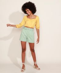 Short-de-Sarja-Feminino-Clochard-Cintura-Alta-com-Bolsos-Verde-Claro-9967160-Verde_Claro_5