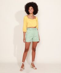 Short-de-Sarja-Feminino-Clochard-Cintura-Alta-com-Bolsos-Verde-Claro-9967160-Verde_Claro_6