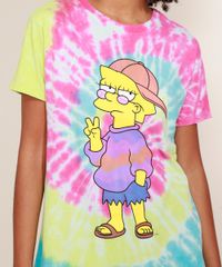 Blusa-Feminina-Os-Simpsons-Lisa-Estampada-Floral-Manga-Curta-Decote-Redondo-Multicor-9968838-Multicor_2