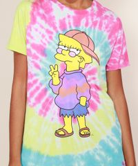 Blusa-Feminina-Os-Simpsons-Lisa-Estampada-Floral-Manga-Curta-Decote-Redondo-Multicor-9968838-Multicor_5
