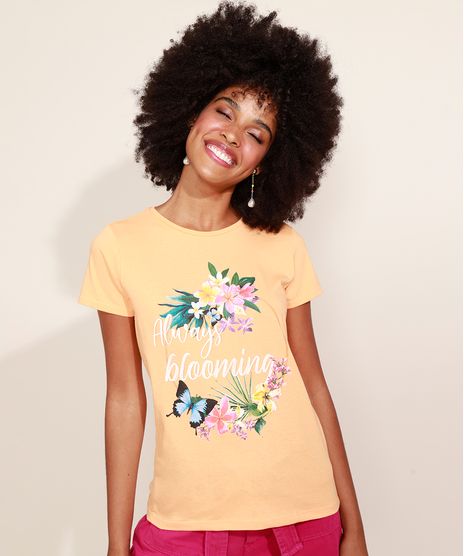 Blusa-Feminina-Flores--Always-Blooming--Manga-Curta-Decote-Redondo-Laranja-9971175-Laranja_1