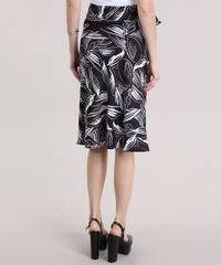Saia-Evase-Estampada-de-Folhagens-com-Laco-Preta-9018523-Preto_2