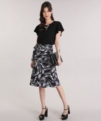 Saia-Evase-Estampada-de-Folhagens-com-Laco-Preta-9018523-Preto_3