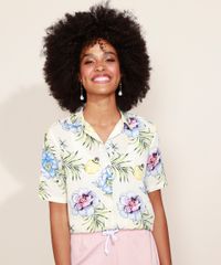 Camisa-Feminina-Estampada-Floral-Manga-Curta-Off-White-9965913-Off_White_1