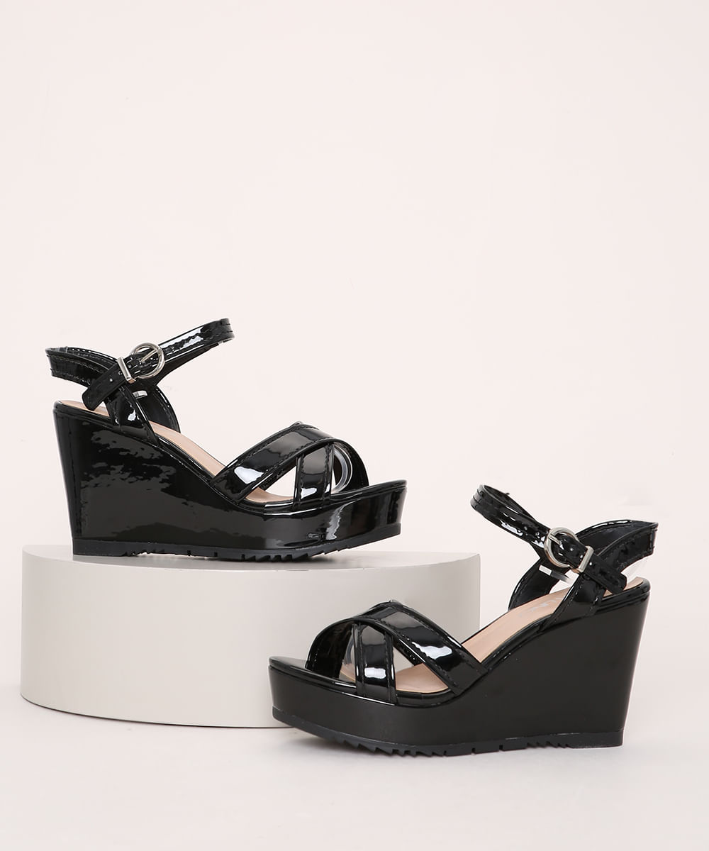 salto alto plataforma preto