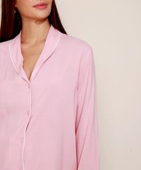 Camisa-de-Pijama-Feminina-com-Vivo-Contrastante-Manga-Longa-Rosa-9954382-Rosa_4
