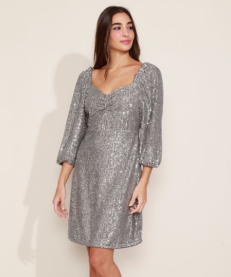 Vestido-de-Paete-Feminino-Curto-Manga-Bufante-Grafite-9957716-Grafite_1