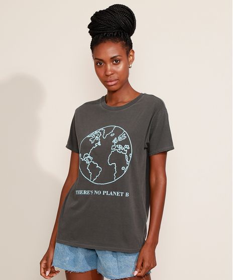 T-Shirt-Feminina-Mindset--There-Is-No-Planet-B--Manga-Curta-Decote-Redondo-Chumbo-9980296-Chumbo_1