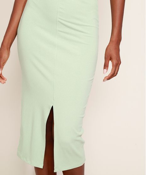 Saia-Feminina-Mindset-Midi-Canelada-com-Fenda-Verde-Claro-9981628-Verde_Claro_1