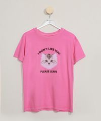 T-Shirt-Feminina-Mindset-Gato--I-Don-t-Like-You--Manga-Curta-Decote-Redondo-Rosa-9980298-Rosa_6