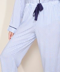 Calca-de-Pijama-Feminina-Estampada-Xadrez-Vichy-com-Vivo-Contrastante-e-Laco-Azul-9975182-Azul_4