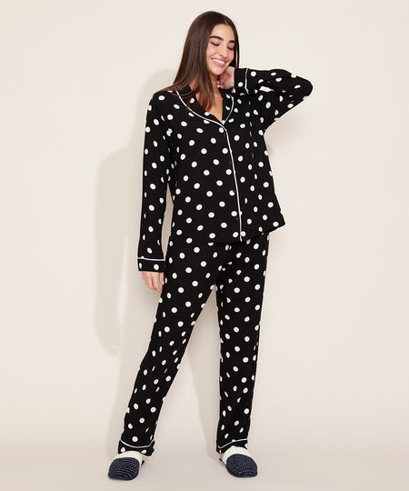 Camisa-de-Pijama-Feminina-Estampada-de-Poa-com-Vivo-Contrastante-Manga-Longa-Preta-9966952-Preto_1 Camisa-de-Pijama-Feminina-Estampada-de-Poa-com-Vivo-Contrastante-Manga-Longa-Preta-9966952-Preto_1
