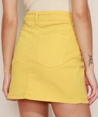Saia-de-Sarja-Feminina-Curta-com-Cinto-Amarela-9968092-Amarelo_2