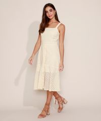 Vestido-de-Laise-Feminino-Midi-com-Babado-Alca-Larga-Bege-Claro-9947876-Bege_Claro_1