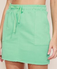 Saia-de-Moletinho-Feminina-Curta-Basica-com-Bolsos-e-Cordao-Verde-Claro-9973980-Verde_Claro_5