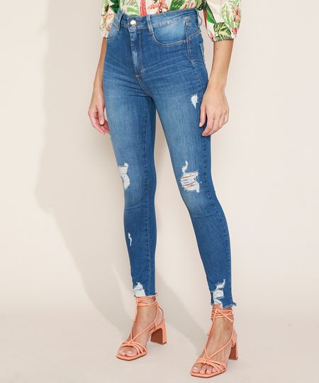 Calca-Jeans-Feminina-Sawary-Super-Skinny-Push-Up-Super-Lipo-Cintura-Alta-Destroyed-Azul-Medio-9974657-Azul_Medio_1