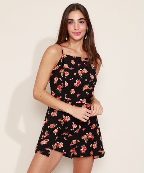 Macaquinho-Short-Saia-Feminino-Estampado-Floral-com-Sobreposicao-Alca-Fina-Preto-9957260-Preto_1