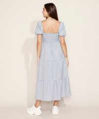 Vestido-Feminino-Midi-Estampado-Xadrez-com-Recortes-e-Lastex-Manga-Bufante-Azul-9974677-Azul_2