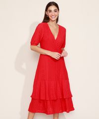 Vestido-de-Laise-Feminino-Midi-em-Camadas-com-Babado-Manga-Bufante-Vermelho-9973117-Vermelho_1