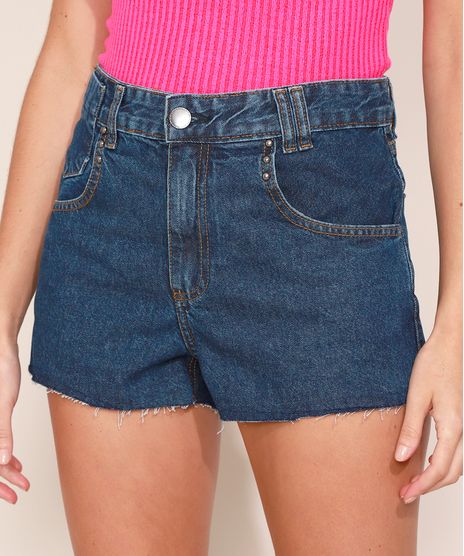 Short-Feminino-Boyfriend-Cintura-Media-com-Tachas-e-Bolsos-Azul-Escuro-9975157-Azul_Escuro_1