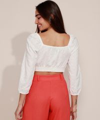 Blusa-Cropped-em-Laise-Feminina-com-Recorte-e-No-Manga-3-4-Bufante-Decote-V-Off-White-9677564-Off_White_2