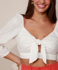 Blusa-Cropped-em-Laise-Feminina-com-Recorte-e-No-Manga-3-4-Bufante-Decote-V-Off-White-9677564-Off_White_6
