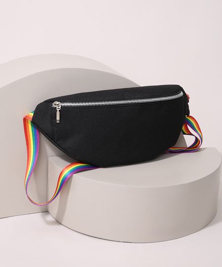 Pochete-Masculina-Pride-com-Alca-Estampada-Arco-Iris-Preta-9946701-Preto_1