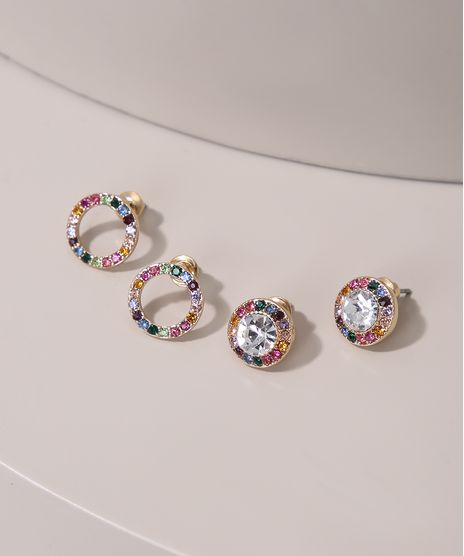 Kit-de-2-Brincos-Femininos-com-Strass-Colorido-Dourado-9962016-Dourado_1