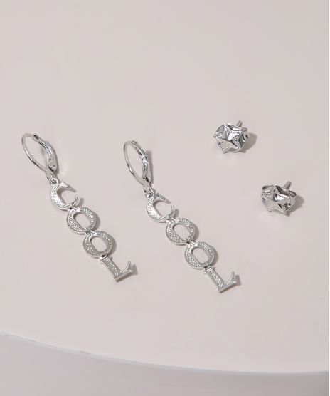 Kit-de-2-Brincos-Femininos-de-Argola-e-Estrela-Prateado-9976711-Prateado_1