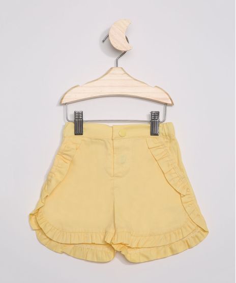 Short-de-Sarja-Infantil-com-Babados-Amarelo-9948368-Amarelo_1