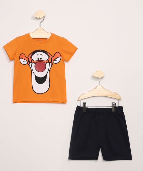 Conjunto-Infantil-de-Camiseta-Tigrao-Manga-Curta-Laranja---Bermuda-de-Moletom-Azul-Marinho-9974629-Azul_Marinho_1