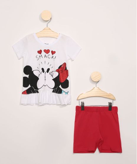 Conjunto-Infantil-de-Blusa-Mickey-e-Minnie-com-Glitter-Manga-Curta-Branca----Short-Vermelho-9965414-Vermelho_1
