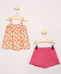 Conjunto-Infantil-de-Regata-Estampada-de-Abacaxis-Amarela---Short-com-Babados-Pink-9966919-Pink_1
