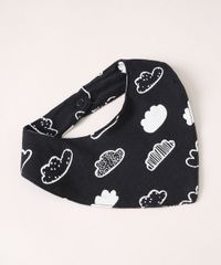 Conjunto-Infantil-de-Camiseta--Sou-Pequeno-Mais-Barulhento--Manga-Curta---Bermuda-de-Moletom---Babador-Bandana-Estampado-Nuvens-Preto-9968248-Preto_5