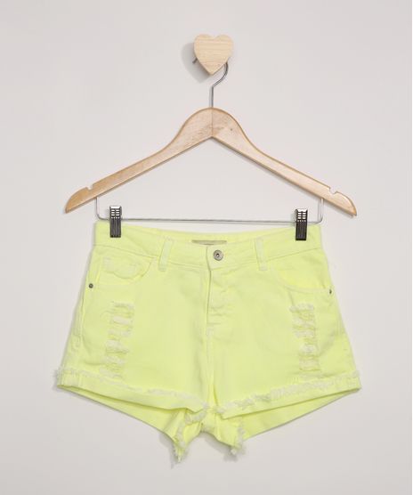 Short-de-Sarja-Juvenil-Destroyed-com-Bolsos-Amarelo-Neon-9971858-Amarelo_Neon_1