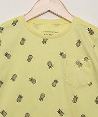 Camiseta-Infantil-Estampado-de-Abacaxis-com-Bolso-Manga-Curta-Amarelo-9970012-Amarelo_5