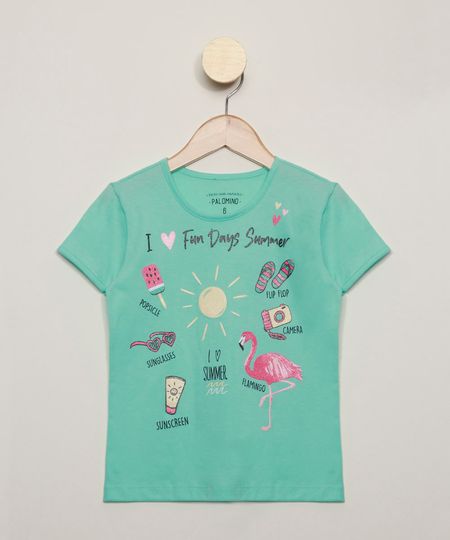 Blusa-Infantil--Fun-Days-Summer--com-Glitter-Manga-Curta-Verde-Agua-9973850-Verde_Agua_1