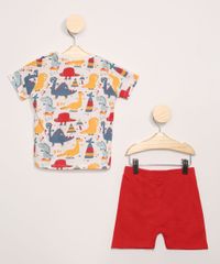 Conjunto-Infantil-de-Camiseta-Estampada-Dinossauros-Manga-Curta---Bermuda-com-Bolsos-Vermelha-9946967-Vermelho_2