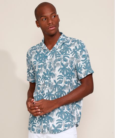 Camisa-Masculina-Tradicional-Estampada-de-Coqueiros-Manga-Curta-Off-White-9976938-Off_White_1