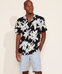 Camisa-Masculina-Relaxed-Estampada-Floral-Manga-Curta-Preta-9949055-Preto_3