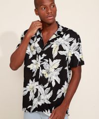 Camisa-Masculina-Relaxed-Estampada-Floral-Manga-Curta-Preta-9949055-Preto_5