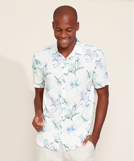 Camisa-Masculina-Tradicional-Estampada-Floral-Aquarelada-Manga-Curta-Branca-9969330-Branco_1