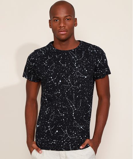 Camiseta-Masculina-Slim-Estampada-de-Constelacoes-Manga-Curta-Gola-Careca-Preta-9960629-Preto_1
